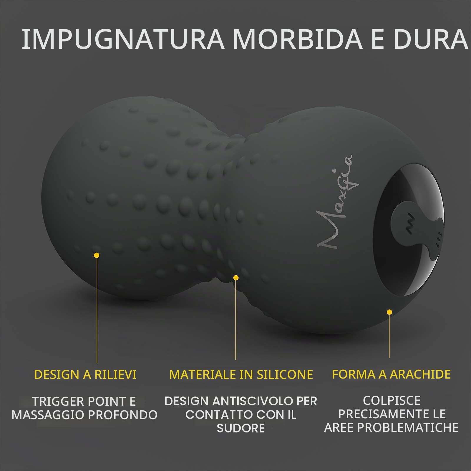 Riscaldamento Pallina Massaggio Muscolare Elettrico, Palla Doppia Rullo Massaggio Muscolare Vibrante Pilates-5 Modalità di Vibrazione Trigger Point Massaggio Schiena Piedi,Sollievo dal Dolore