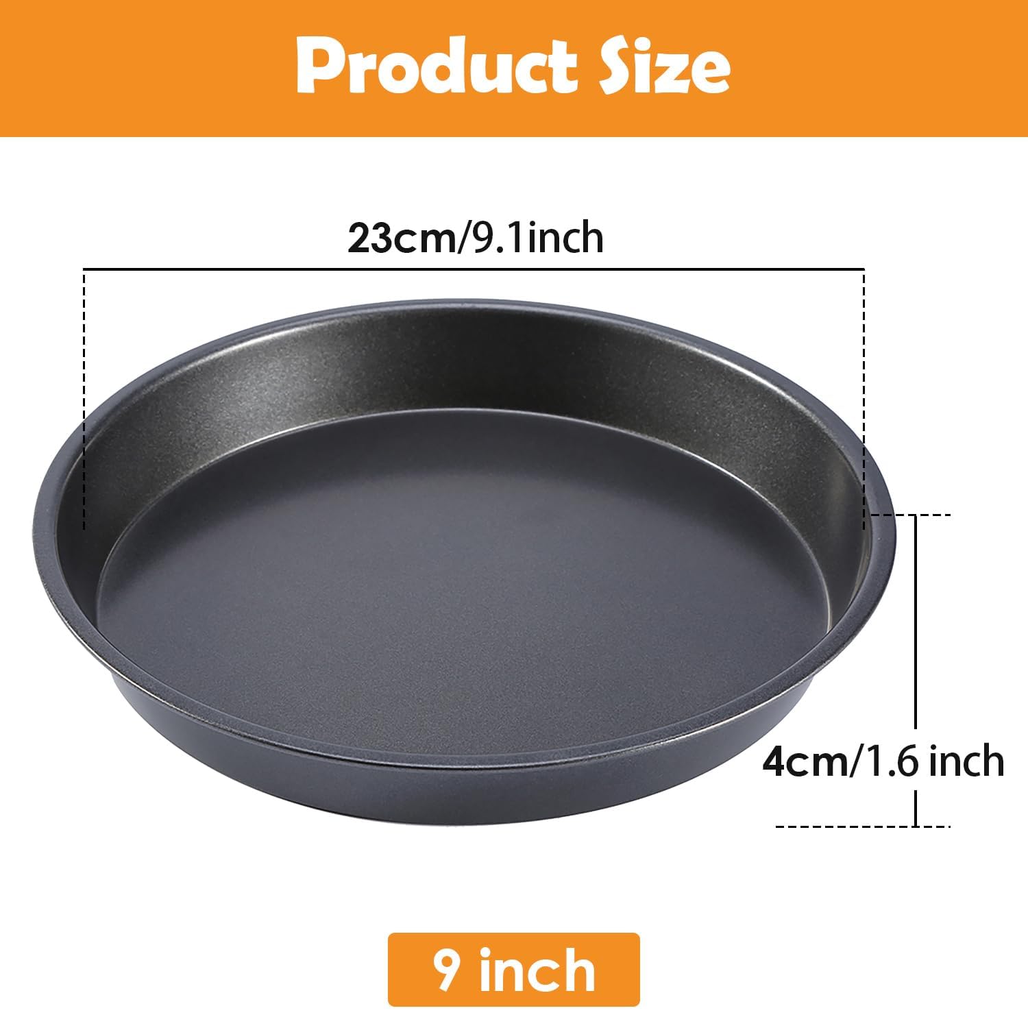 Teglia per Pizza, Teglia per Pizza Rotonda Nera da 23cm/9 Pollici Forno a Microonde Piatti da Forno Teglie Teglia da Forno (2 Pezzi)
