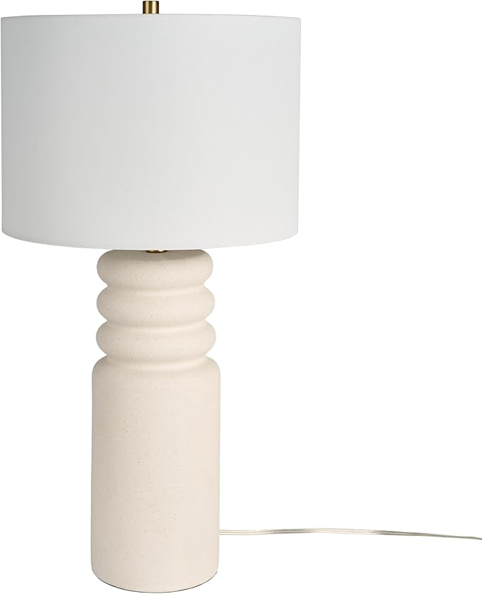Lámpara de Mesa Nourison 28" Blanco Cerámica Texturizada Moderna miniatura 2