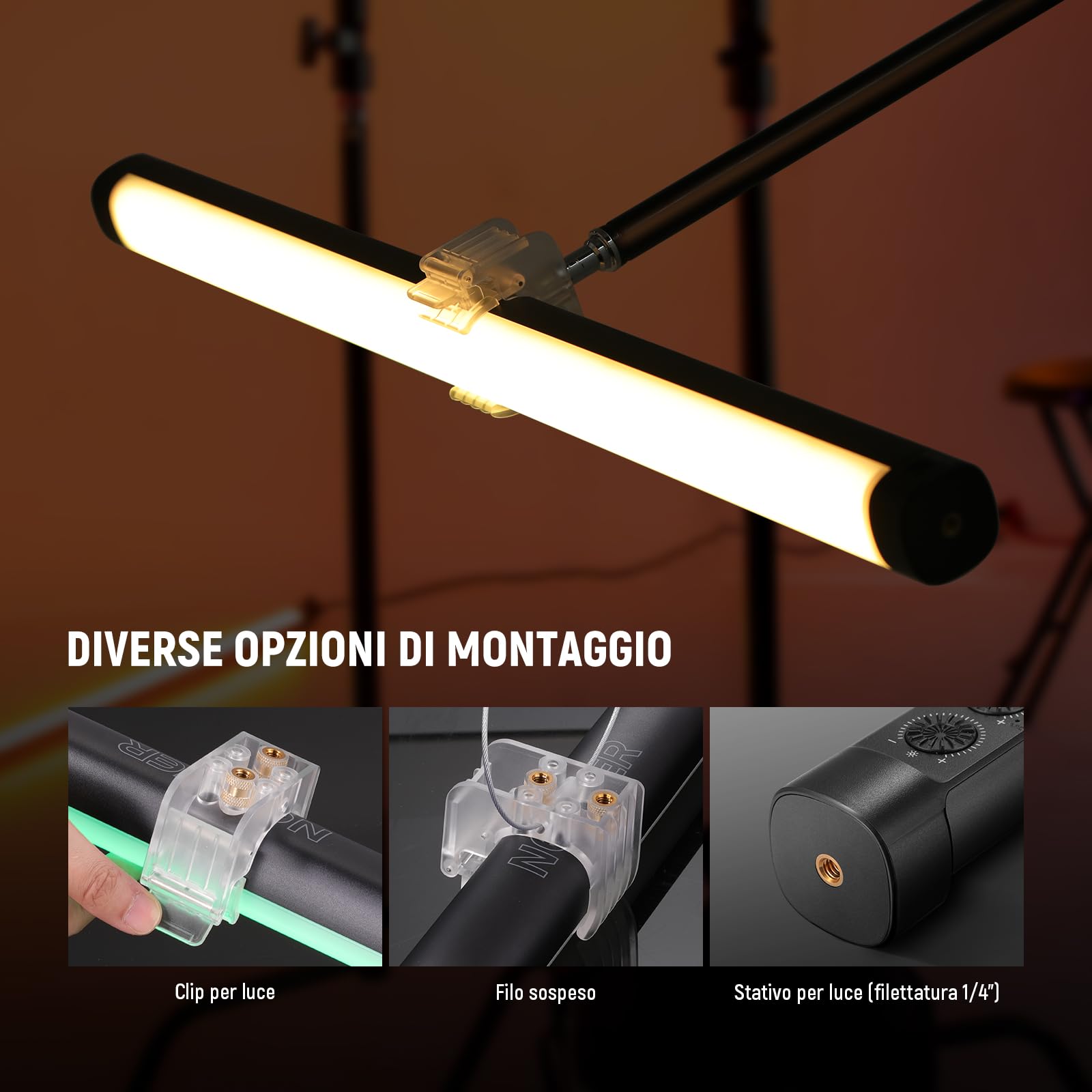 NEEWER TL60 Luce Tubo RGB, Barra Luminosa per Video a LED RGBWW a Colori Completi da 20W per Foto Studio Riprese Streaming, Controllo APP/2.4G/DMX, 7 Effetti Pixel 18 Scene, 2500-10000K CRI97+ TLCI98+