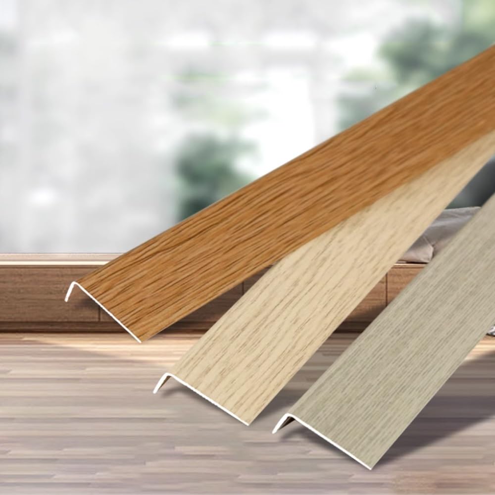 3ft L Listwa wykończeniowa krawędzi schodów Listwa przejściowa z drewna słojowego Schody Aluminiowa osłona krawędzi schodów do płytek ceramicznych/drewnianych stopni(Brown,W28mm)