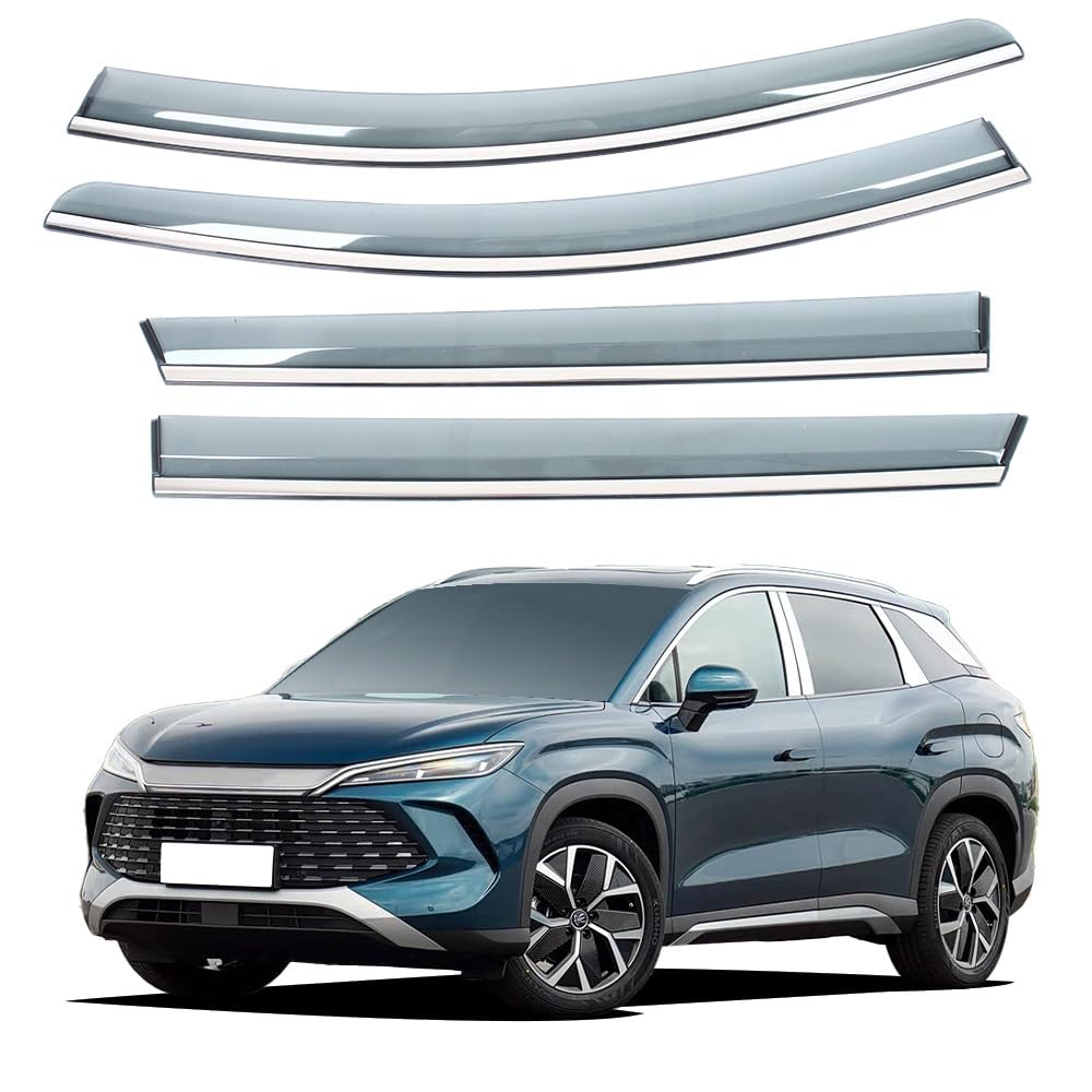 liufangfc Wind Deflectors for BYD Song LDM-I 2024 – 4pc Tape-On Smoked Visors, Weatherproof, Anti-Salt/Snow, Low-Noise