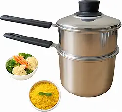 Cuscuzeira Individual Aluminio 2 em 1 Panela a Vapor Para Legumes Removivel Cozimento Pratico e Rapido Facil Limpeza