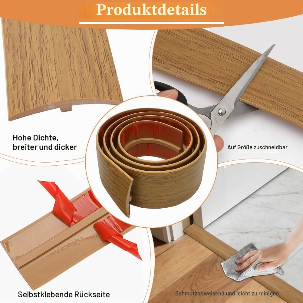 Übergangsprofil Selbstklebend, Übergangsleiste Boden, T Profil Übergangsleiste, Boden Höhenausgleich Abdeckleiste für Türschwellen und Verbindungsböden von Laminatdielenfliesen (Helle Eiche, 3M * 5CM)