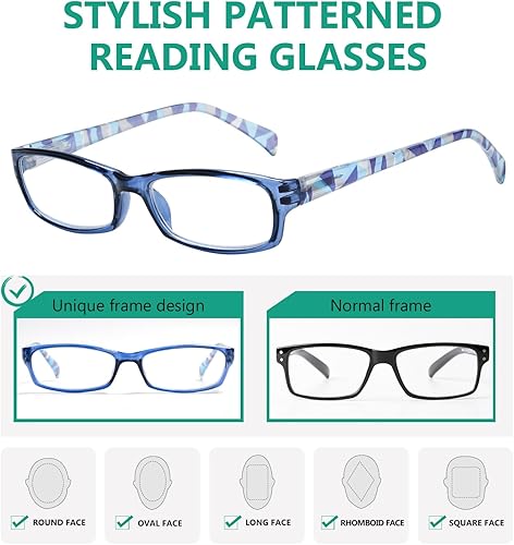 Miniatura 5 de Eyekepper Paquete de 5 lentes de lectura con diseño Metalless para mujer, bisagras de resorte sin tornillos, +2.5