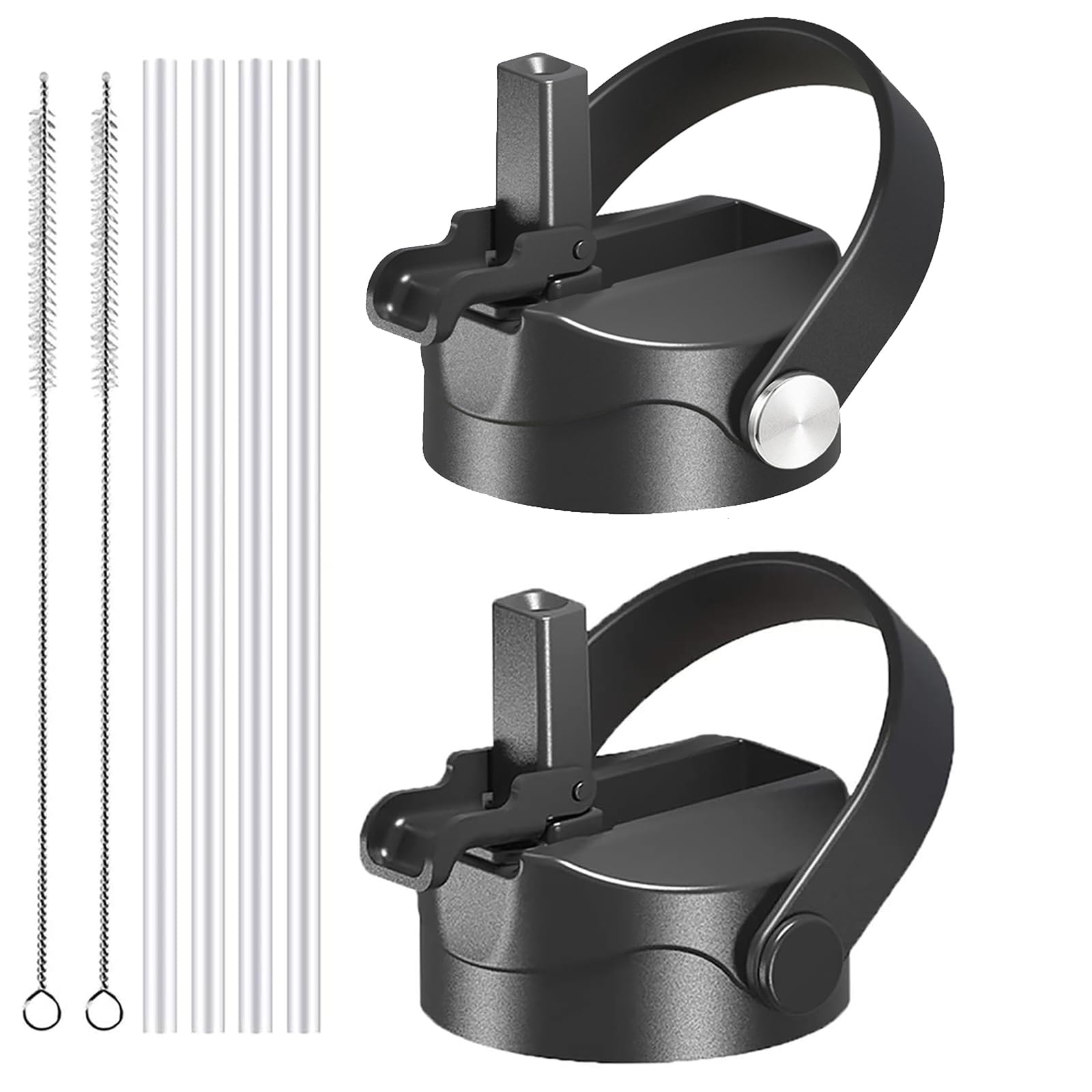 XACIOAStraw Lid for Wide Mouth,Lid with Straws Flip Straw Cap Top Replacement Lid with Dust Cover