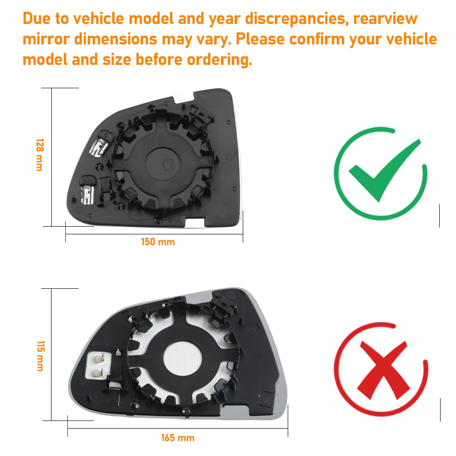Altsbaos 2 stuks reservespiegels compatibel met Tesla spiegelglas (model 3 (2 stuks