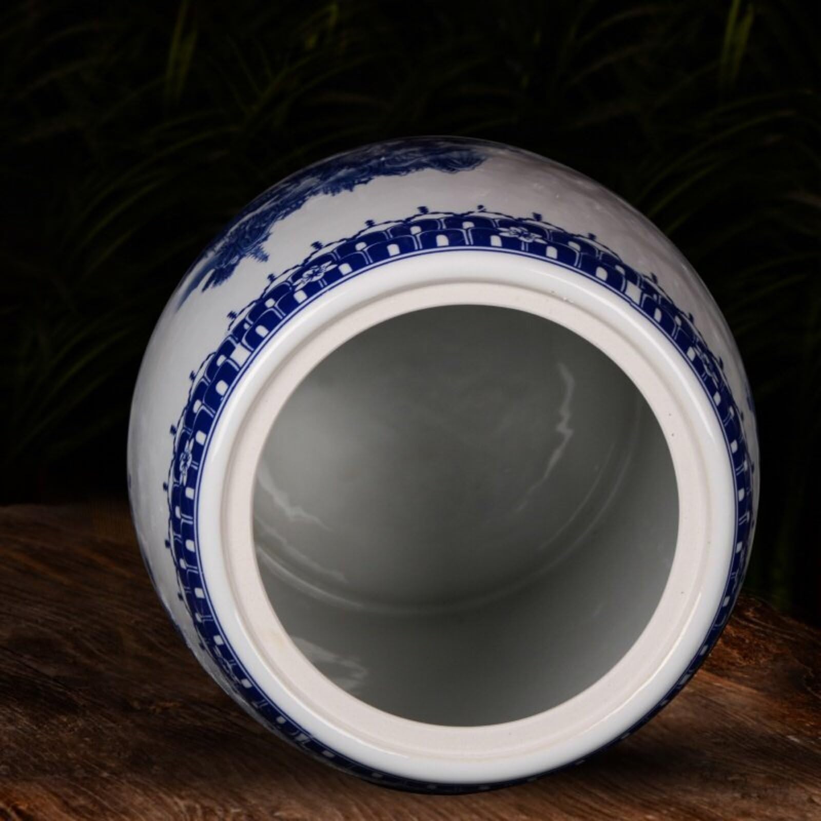 Porcelana Azul Y Blanca Tarro De Arroz De Cerámica Cubo De Arroz Hermético Con Tapa Dispensador De Granos De Arcilla De Caolín Regalo De Inauguración(D,15kg)