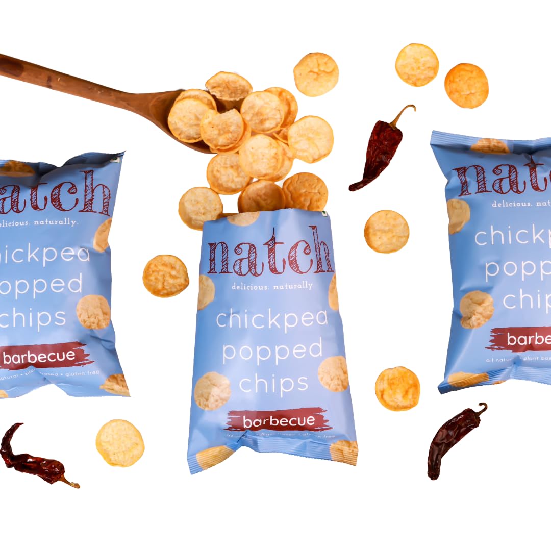Chickpea Popped Chips, Never Fried, Low Calorie, 100% All Natural, No Artificial Flavours, Vegan, Gluten Free, Rich in Fiber and Protein, Barbecue Flavour, 55gm each (Pack of 3)