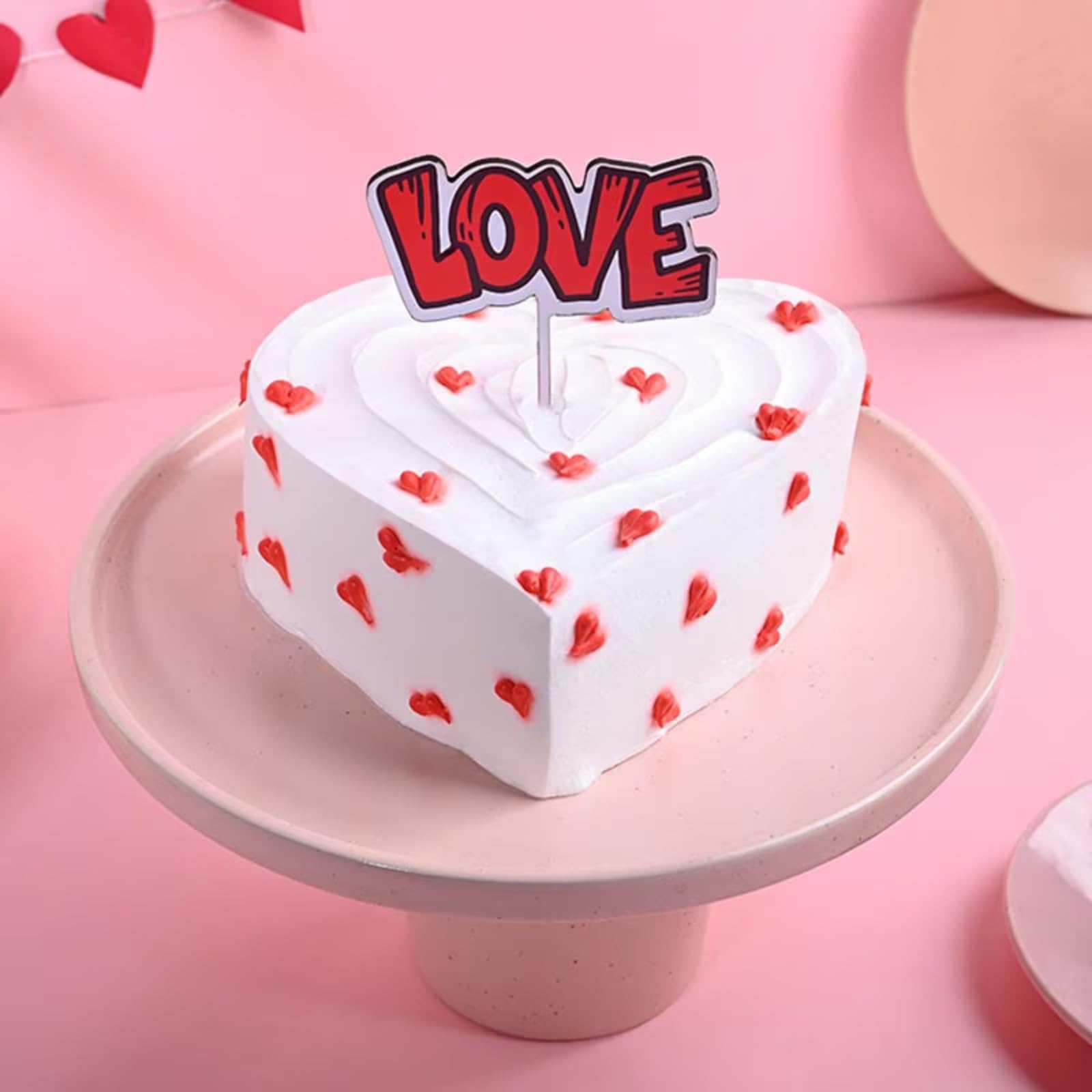 FlowerAura Delicious Fresh Heart Shape Butterscotch Cake With Love Topper For Valentine's Day For Valentine's Day Gift, Birthday Gift, Anniversary Gift, Mother's Day Gift (4.0Kg) (Same Day Delivery)-picture-12