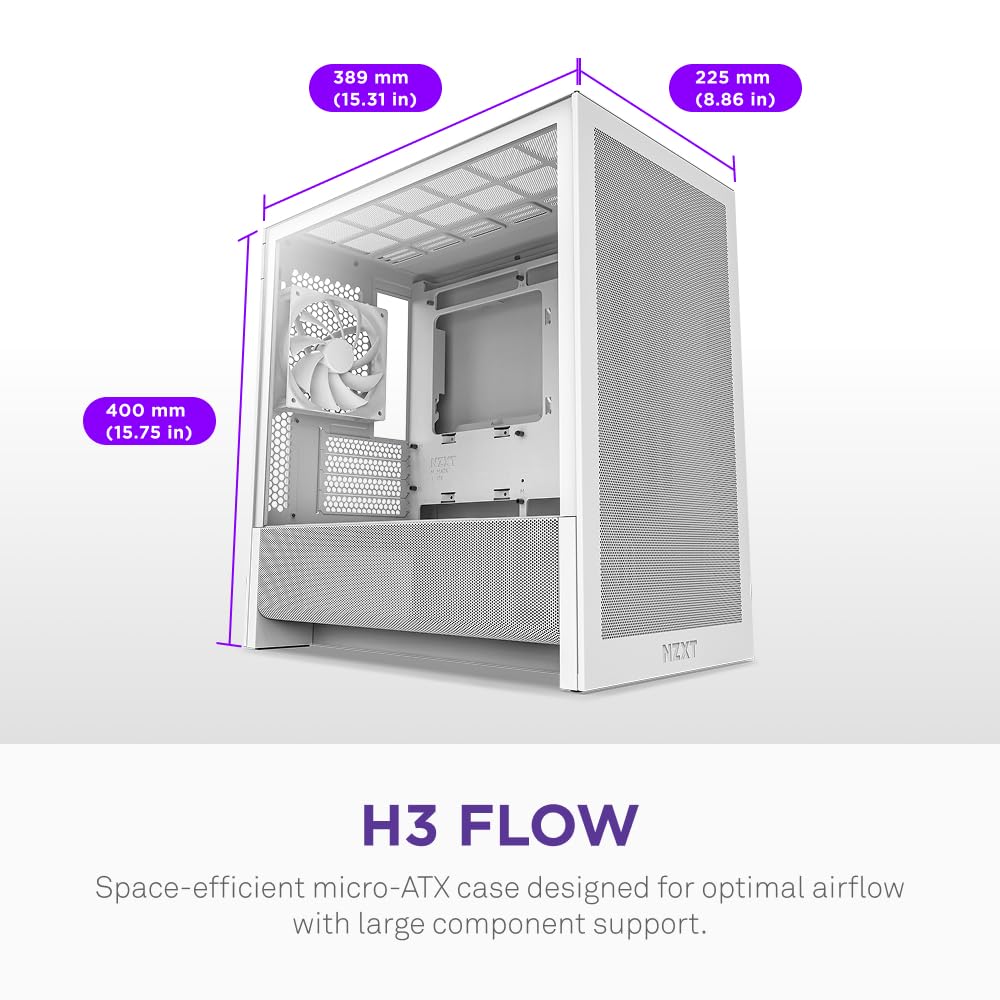 NZXT Fluxo H3 – Capa para PC Micro-ATX – Fluxo de ar otimizado
