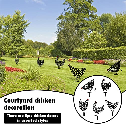 5Pcs Chicken Yard Garden Decoration,Acrylic Chicken Yard Art Garden Decorative Stake,Hollow Out Animal Hen Stakes Ornaments For Home Outdoor Decor Yard #TOP1