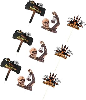 Artibetter 9pcs Cupcake Insert Card Halloween Cupcake Toppers Halloween Cupcake Picks Ghost Cake Toppers Pumpkin Decor Halloween Decor Black Cat Decor Halloween Cake Picks Dessert Toppers