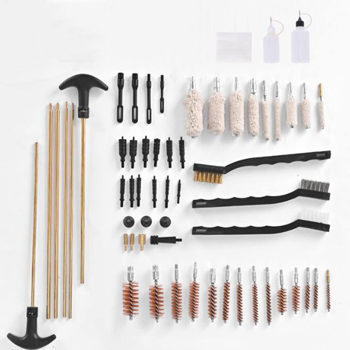 Gun Cleaning Kit, 58PCS Universal Barrel Cleaning Kit with Plastic Box, Including Cotton Brushes, Oil Cans, Bronze Brushes, Metal Rods for All Guns