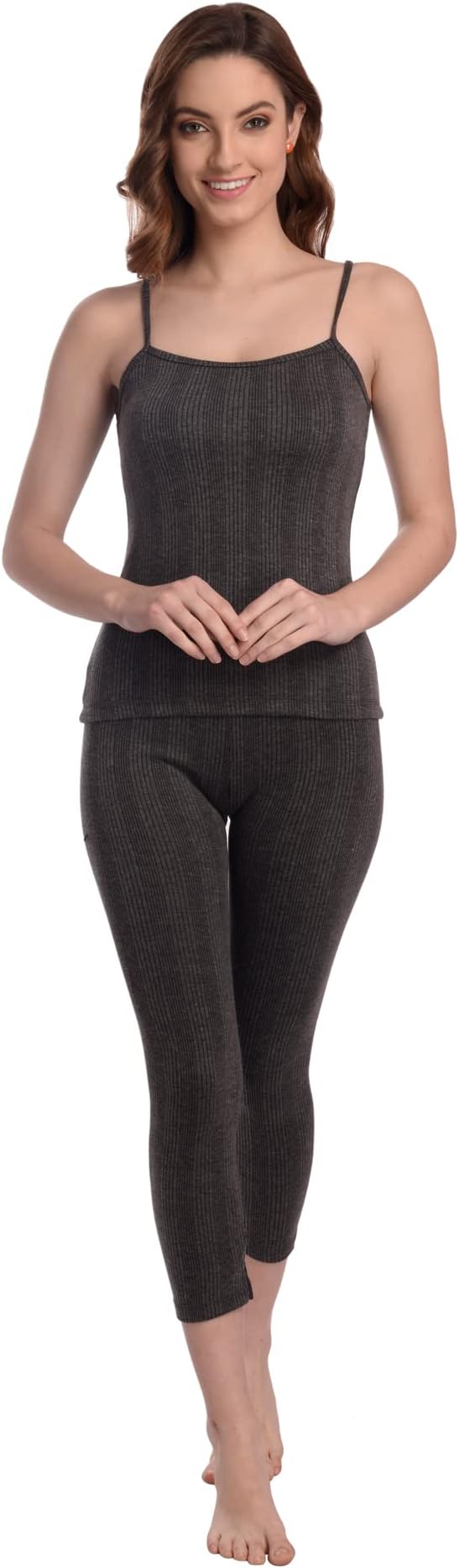 Jairy Shop Women's Cotton Thermal Spaghetti Top for Women Thermal Set for Women/Ladies/Girls Winter Black