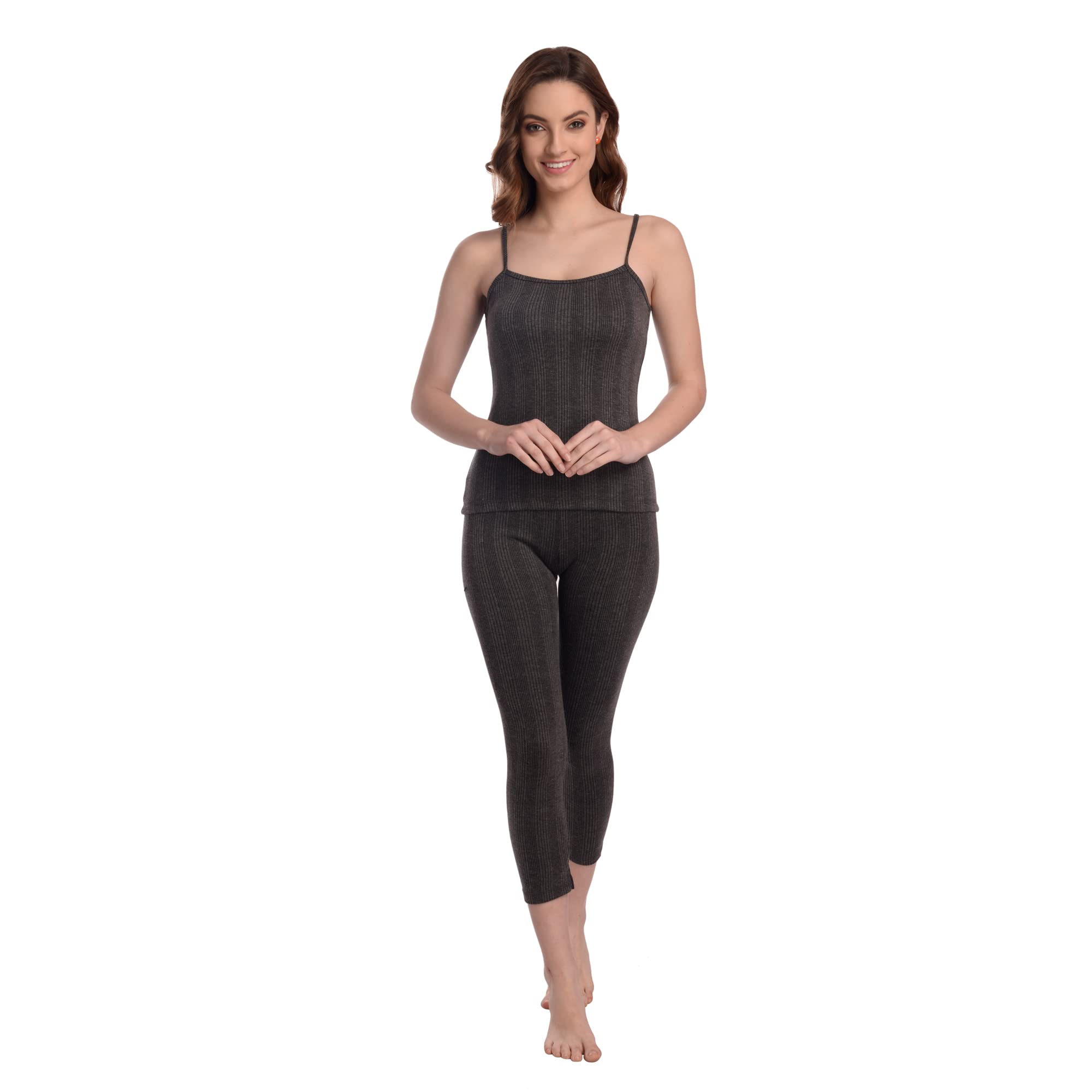 Jairy Shop Women's Cotton Thermal Spaghetti Top for Women Thermal Set for Women/Ladies/Girls Winter Black