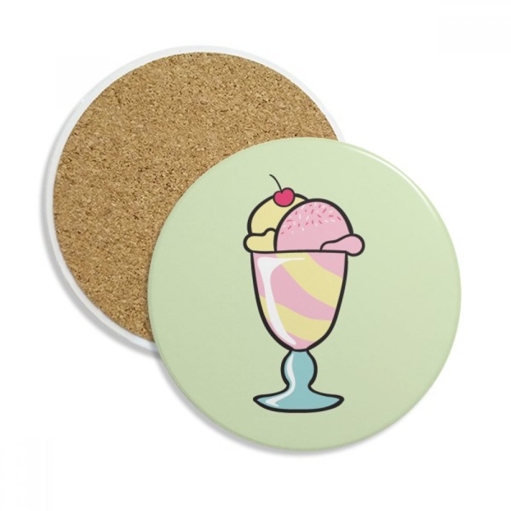 Coaster en céramique cerise douce pierre absorbante pour boisson tasse 2Pcs