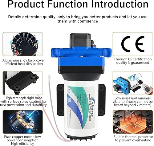 Miniatura 6 de Bomba de agua eléctrica de alta presión de 12 V con diafragma, bomba de transferencia de agua en línea, sistema de agua para cámper, bomba de