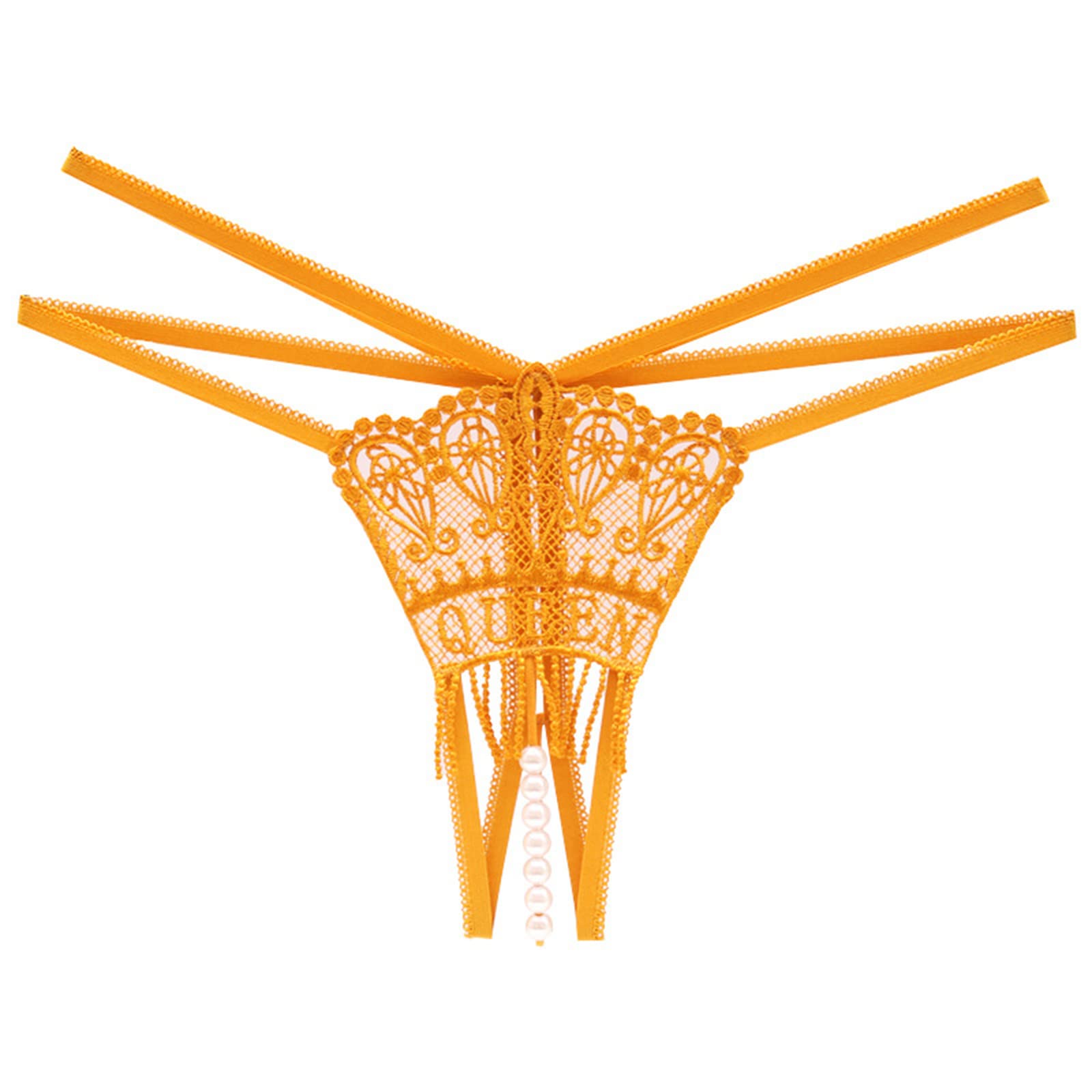 Sexy Pendant Pearl G String Lingerie Women Panties Low Waist Thongs Underwear Lace Bow Briefs Exotic Underpants One