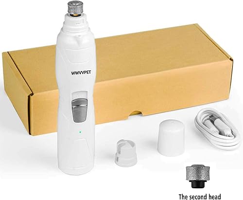 Miniatura 9 de Molinillo de uñas para mascotas con luz LED y 2 cabezales de molienda, 2 velocidades, de bajo ruido y más potente, lima para recortar uñas para