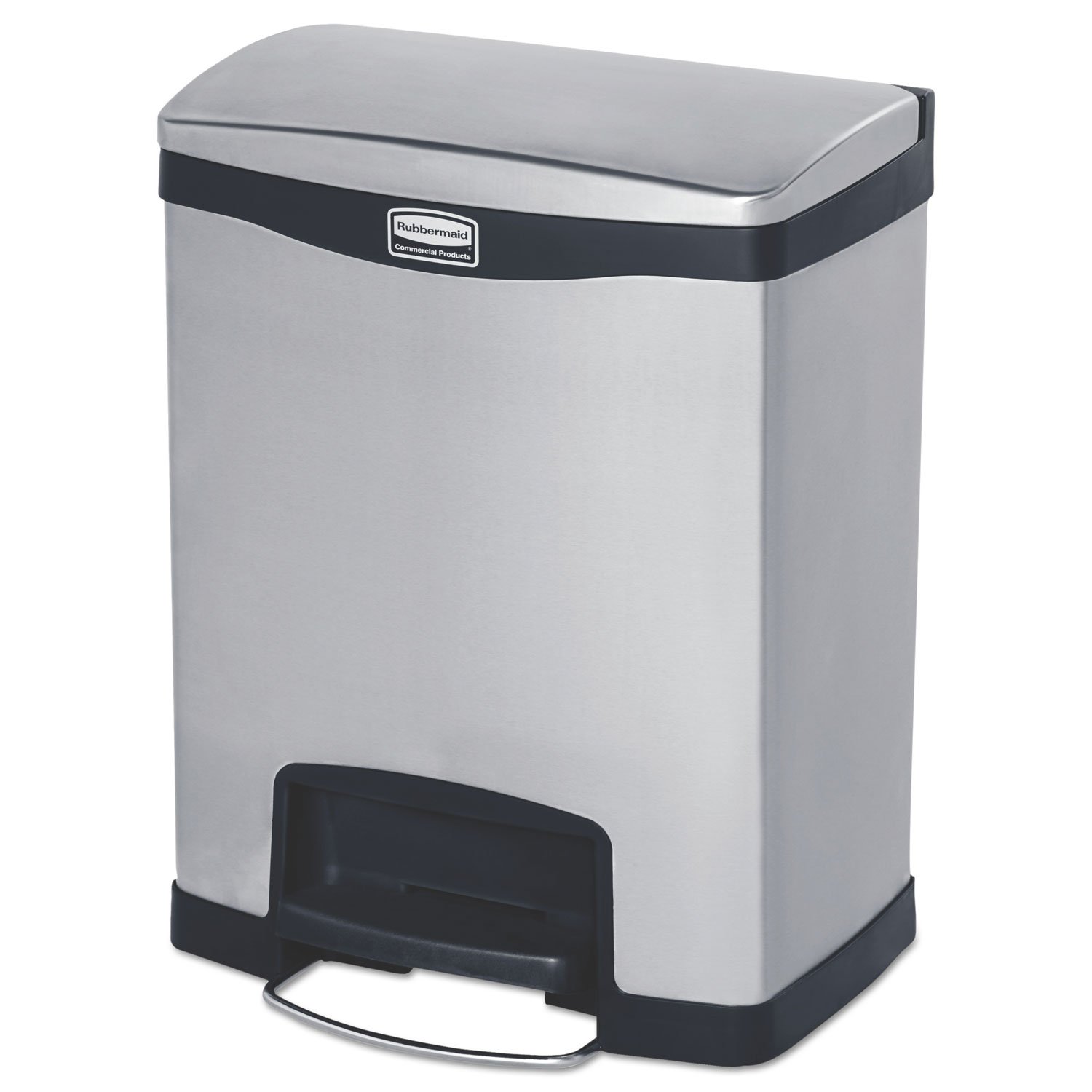 Rubbermaid Commercial Products Slim Jim Front Step-On Trash Can Stainless Steel 24 Gallon Black Indoor/Outdoor Waste Container for Office/Hospital/Mall/Kitchen image 4