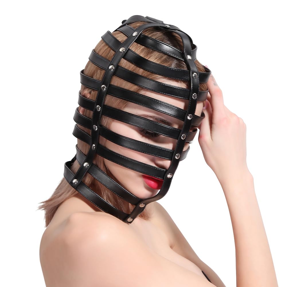 SXOVO Capucha BDSM Mascara de SM Transpirable Mascara Sexy para Esclava Fetiche Cosplay Bondage BDSM Juguetes Eróticos para Pareja Sexuales