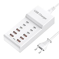 Caricatore USB multiplo a 12 porte, stazione di ricarica multiporta da 50 W, alimentatore USB C, caricabatterie rapido compatibile con iPhone, Samsung, Google, Tablet, Mobil Power ecc