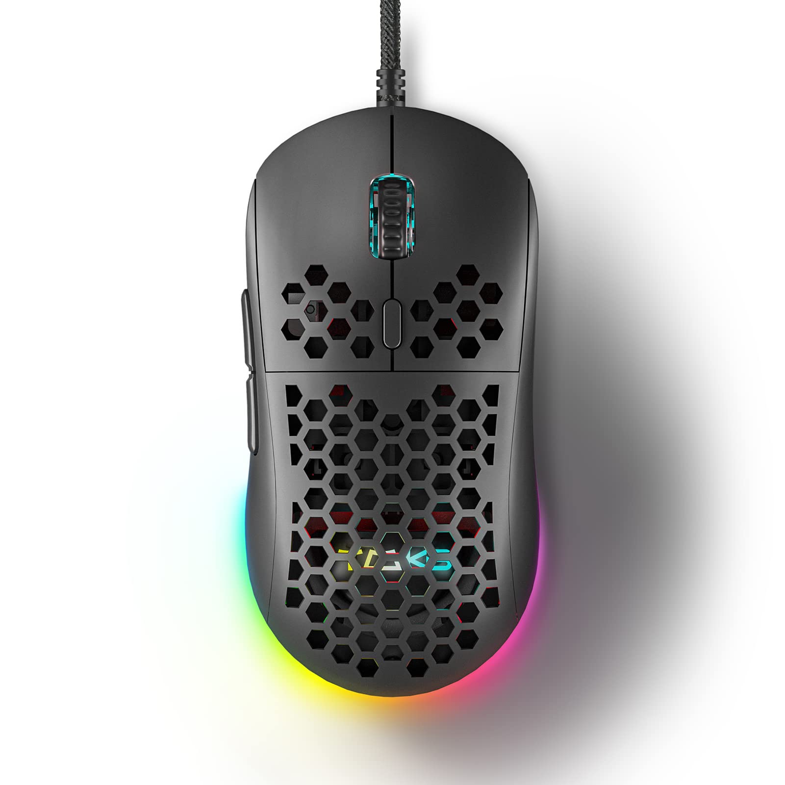 DIERYA xTMKB M1SE Gaming Mouse, 12.8K DPI Optical Sensor, Ultralight Honeycomb Mouse, Programmable Buttons, Customizable RGB, Ergonomic Design Computer Wired Mouse for Windows PC Gamers, Black