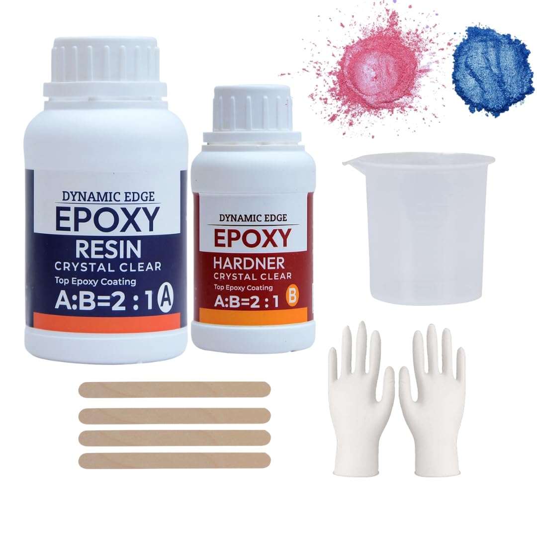 DYNAMIC EDGE - Epoxy Resin - 2:1 Epoxy Resin and Hardener Art Kit Crystal For Art and Craft Home Dcor Projects, Gloves & Sticks, epoxy resin art kit (150 gm with Kit) (B0CNVRRDKC) Amazon Price History, Amazon Price Tracker