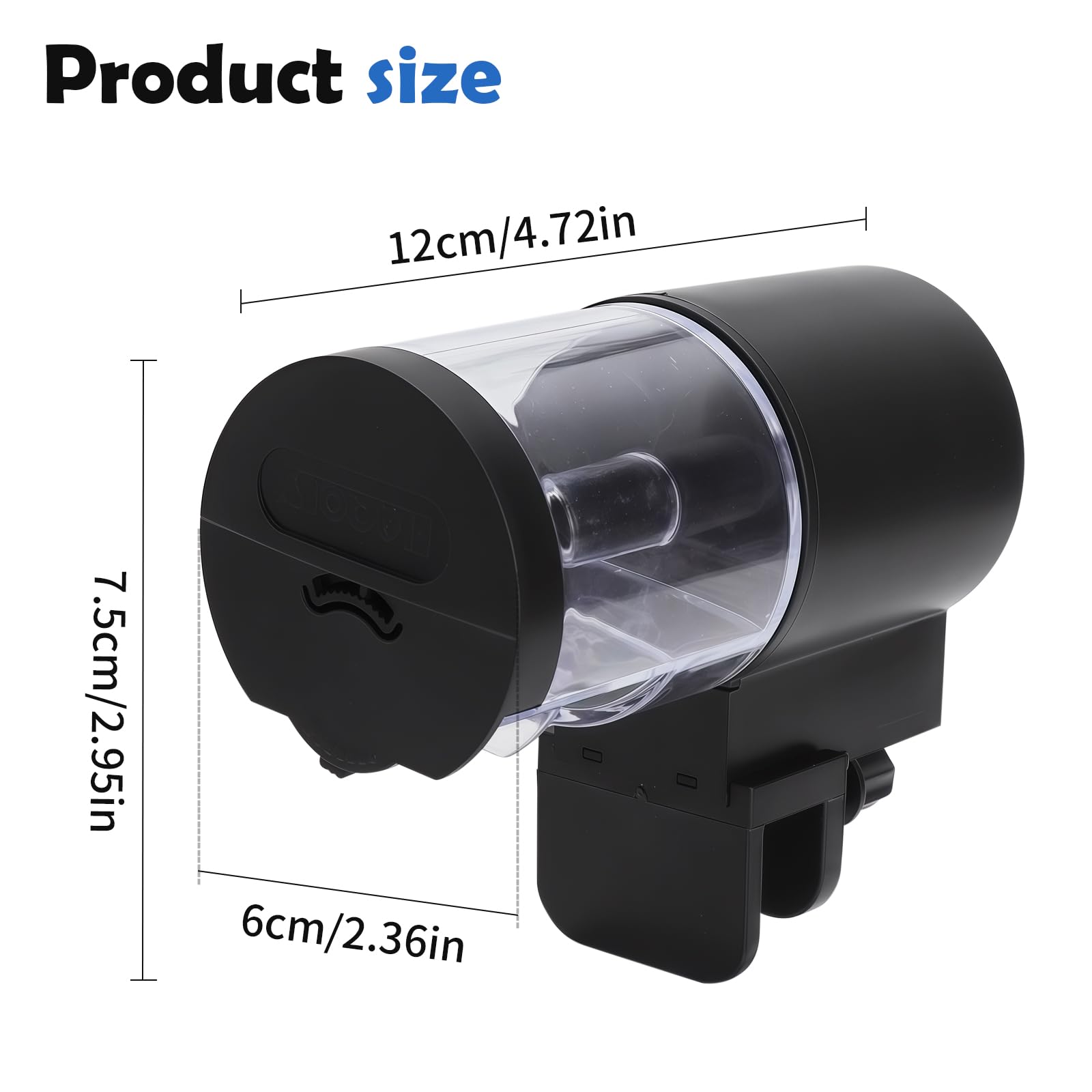 Distributeur Automatique Nourriture Poissons Aquarium,100ml, 7 Niveaux Minuterie 12/24h - Ultra Silencieux Fonctionne à Piles Installation Facile pour Maison et Bureau(Aucune Pile Incluse)