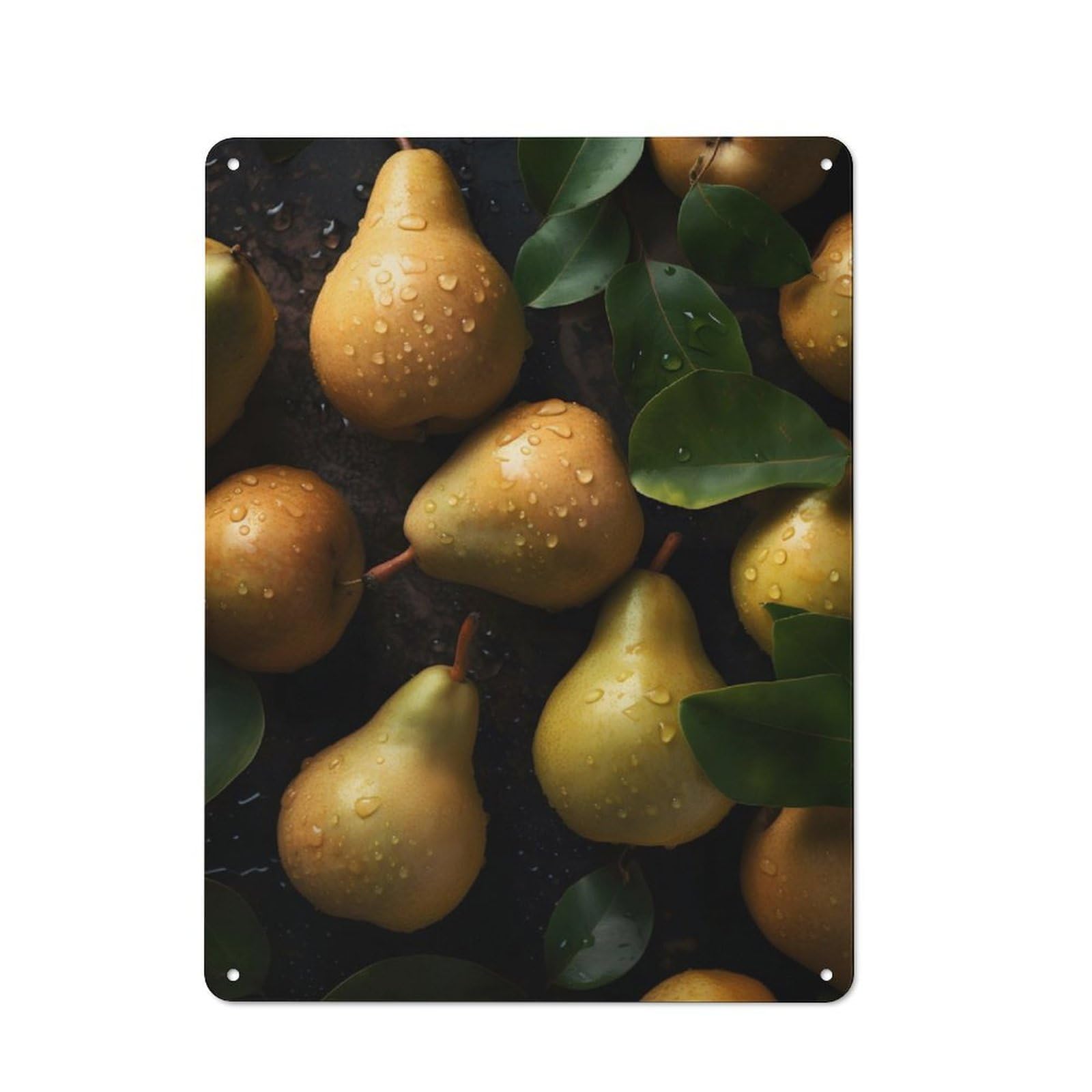 Rustic Vintage Metal Sign 40x30cm Featuring Tasty Pears, Home Bar Decor for Cafe, Pub, Workshop Or Home Bar