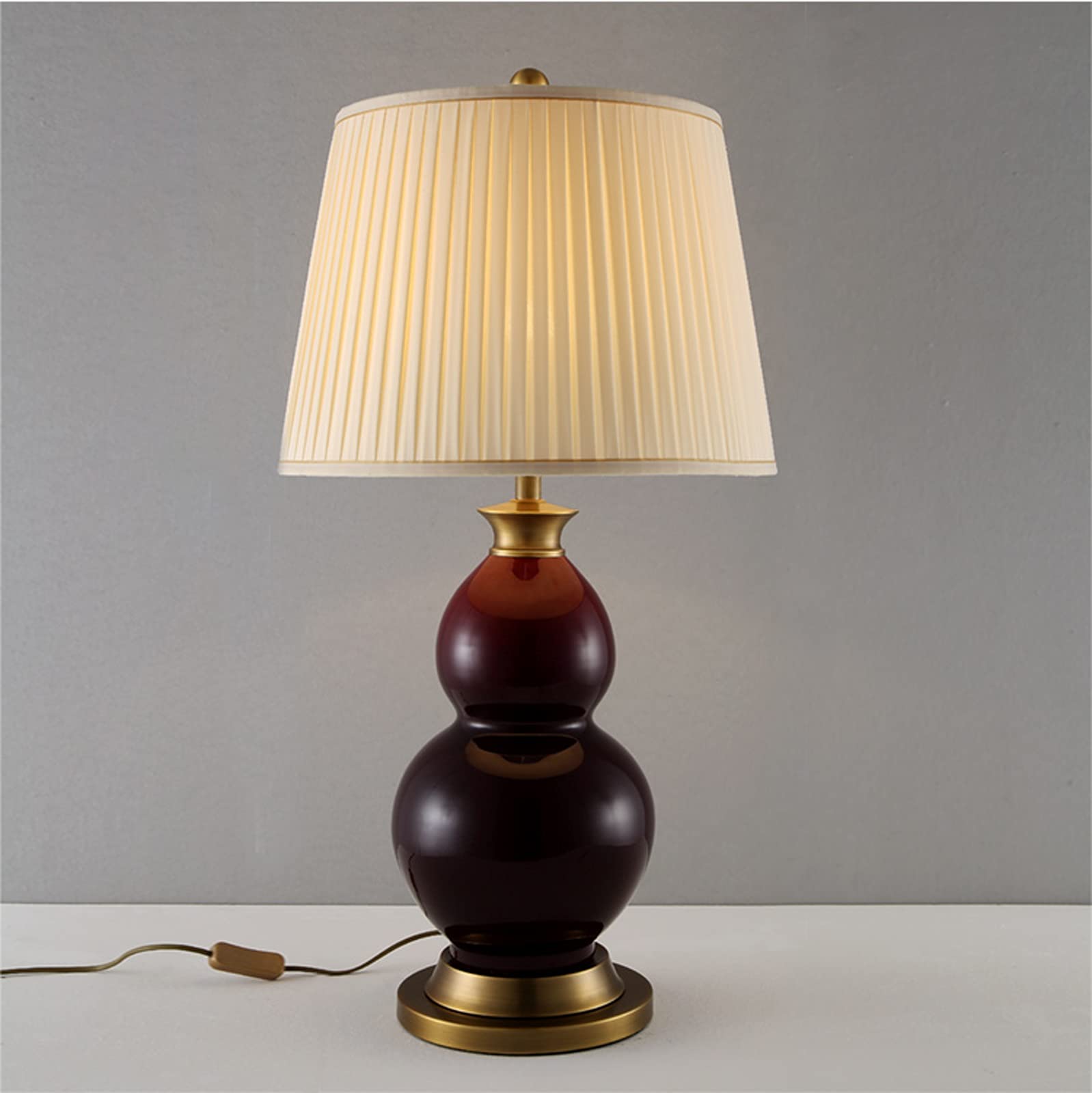 Lampa nocna Kreatywne lampy stołowe Ceramika Lampy nocne z abażurami z tkaniny Luksusowa tykwa Stolik nocny Lampa stołowa do domowego biura, 36,2"H Lampa stołowa do sypialni