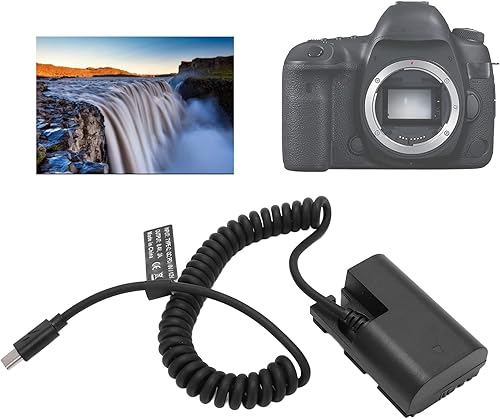 Miniatura 5 de Diyeeni Batería falsa decodificada completa, acoplador de CC tipo C E6, adaptador de batería falsa de repuesto para cámara 5D2, 5D3, 5D4, 6D, 6D2,