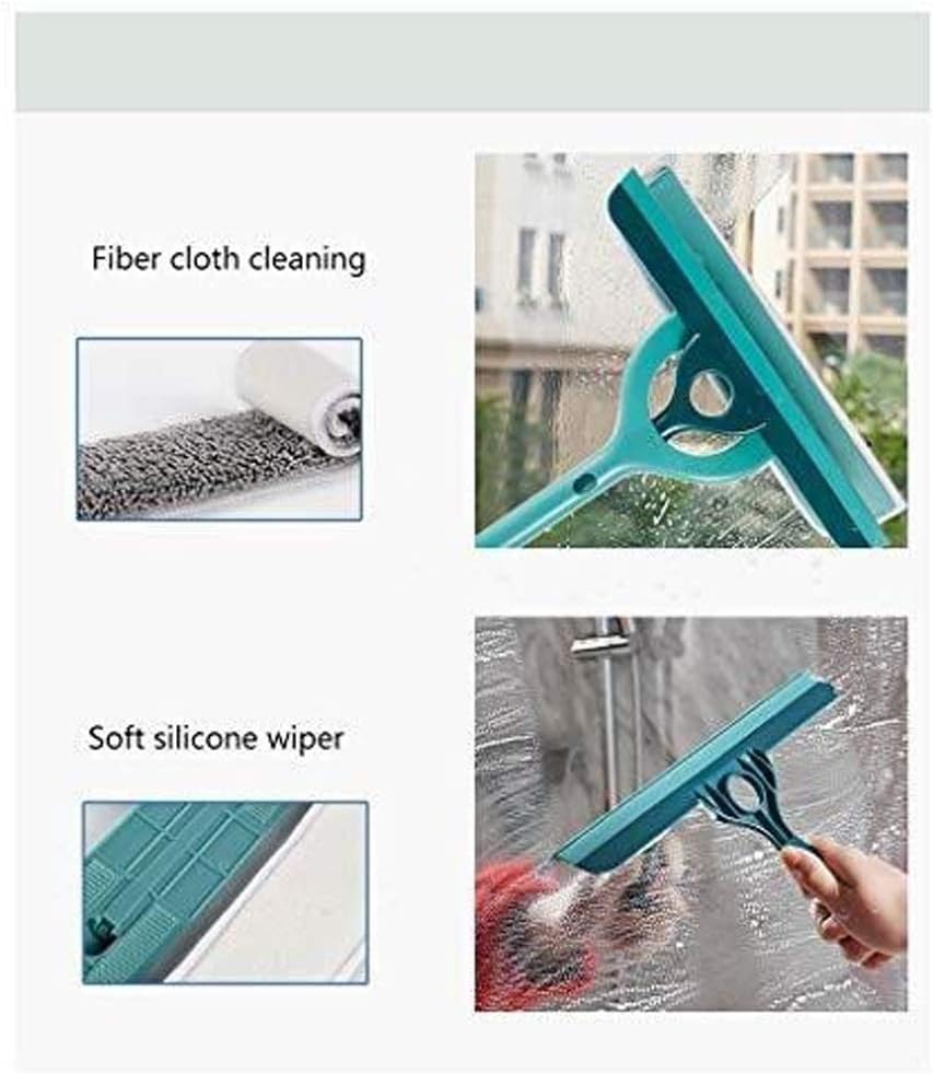 Glass Cleaner Artifact Home-Professional Window Cleaning Combo Squeegee Microfiber Window Scrubber Stainless Steel