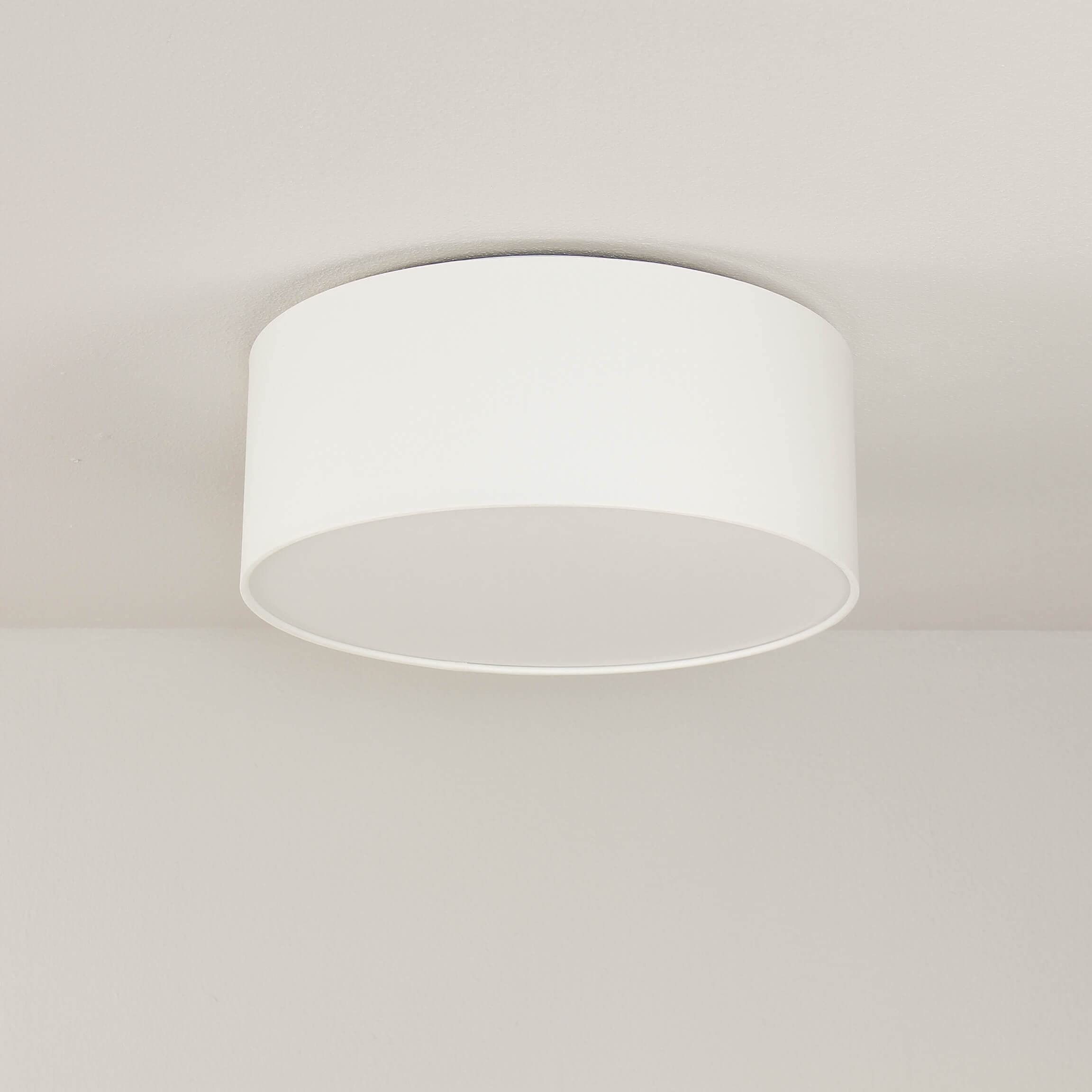 Licht-Erlebnisse Deckenleuchte rund weiß 2-flammig Deckenlampe modern Stoffschirm Leuchte Zylinder Form Wohnzimmer Beleuchtung Küchenlampe Flur moderne Schlafzimmerleuchte