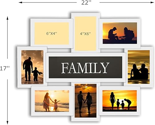 Vista 50 de J.M.Deco Marcos de fotos de collage de 8 aperturas para decoración de pared, marco de fotos de 4 x 6 pulgadas con decoración de árbol, marco