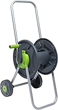 WERKA PRO Hose reel on wheels, ergonomic design for effortless watering, angled water passage for optimal flow, weather resistant, black and green, size 1.0.