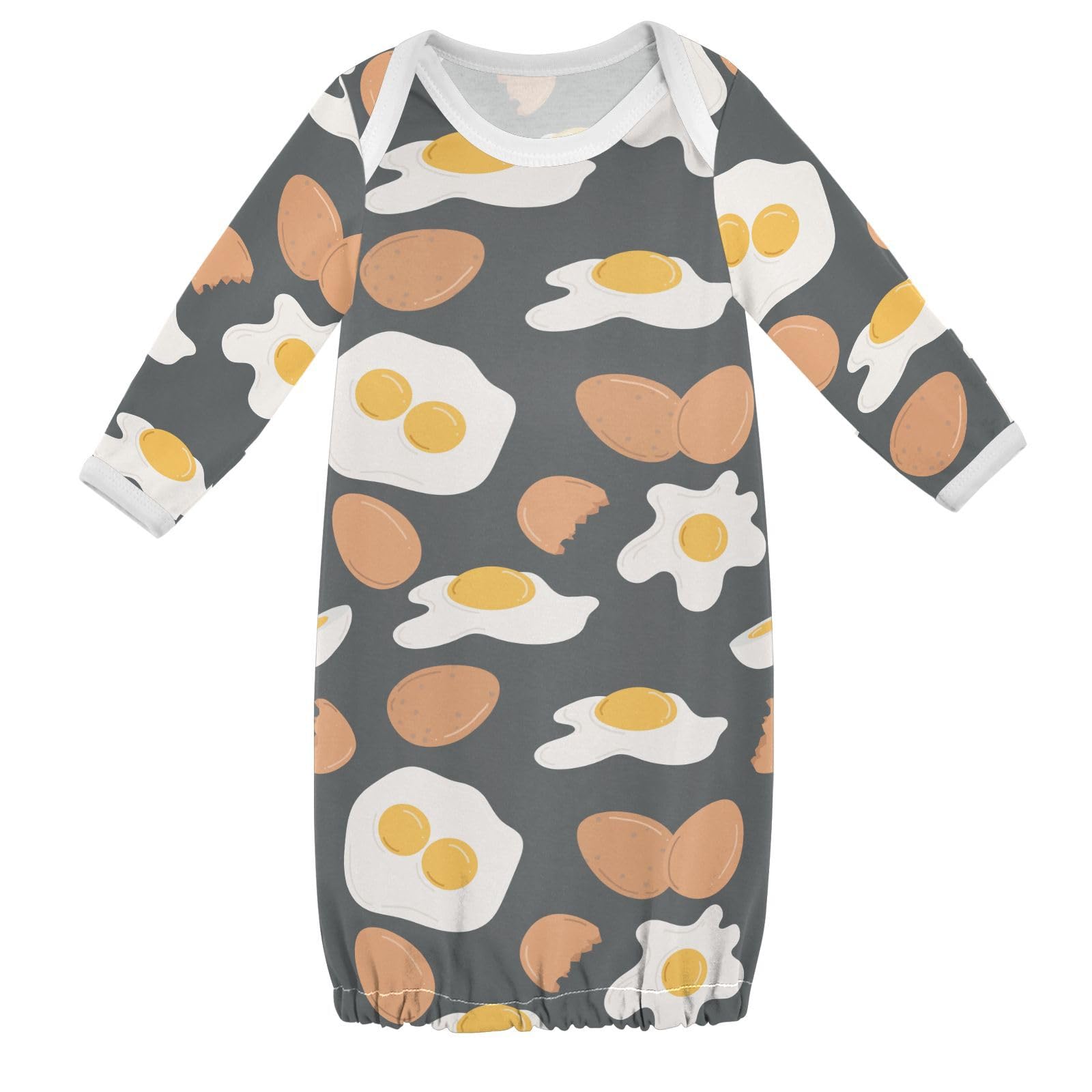 WIFIU Yummy Food Chicken Eggs Baby Girls Boys Sleeper Gown Cotton Nightgown Long Sleeve, Baby Nightdress Sleeping Clothes for Newborn 3-6 Months Multicolor