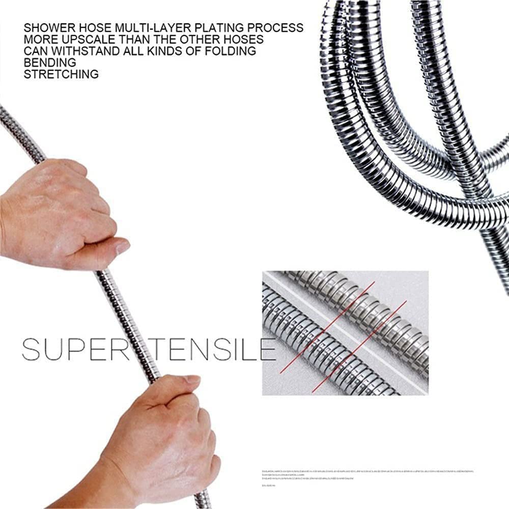 Manguera de ducha de 118 pulgadas (3 m), interfaz bidireccional G1 / 2 360 grados giratoria Manguera de ducha de mano de acero inoxidable 304 con accesorios de latón Extra largo 3 metros Fácil