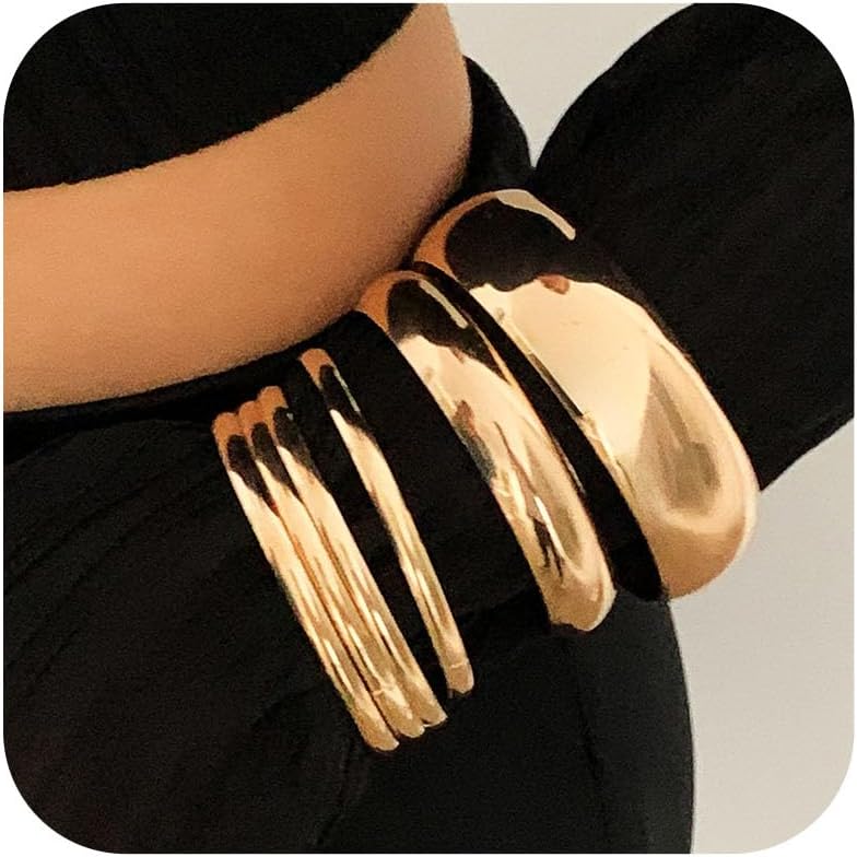 Gold Bangles for Women Bangle Bracelets Stack Chunky Cuff Bracelet Non Tarnish Silver Bracelet Trendy Jewelry Gift