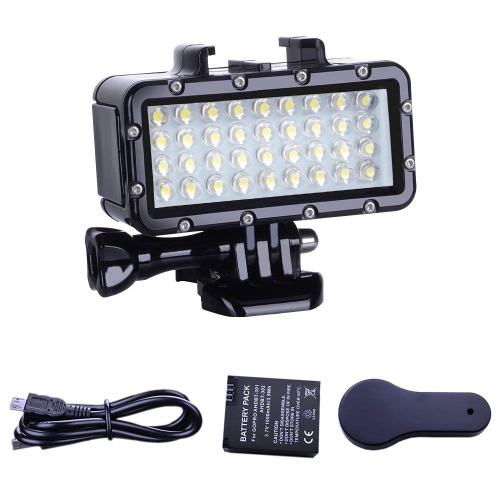 eWINNER Waterproof Light Dimmable 36LED Video Light Fill Night Light Diving Underwater Light 147ft for DJI Osmo 360/Action6 5PRO 4 3/for Instax360 Ace Pro2 GO3S/for Gopro Hero 13 MAX2 Action Cameras
