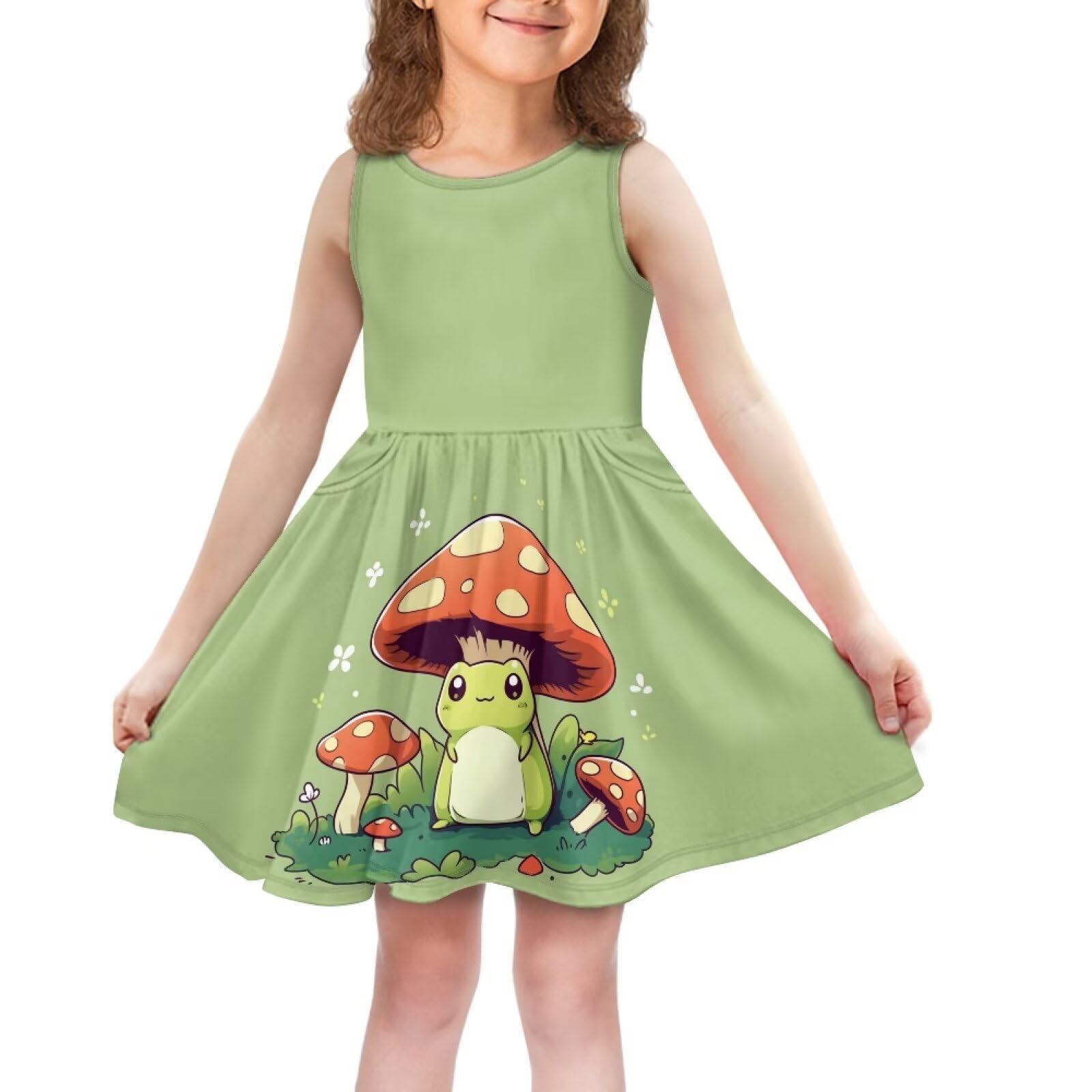 Tongluoye Girls Summer Dress with Pockets Casual Sleeveless Midi Dress for 4-14 Years