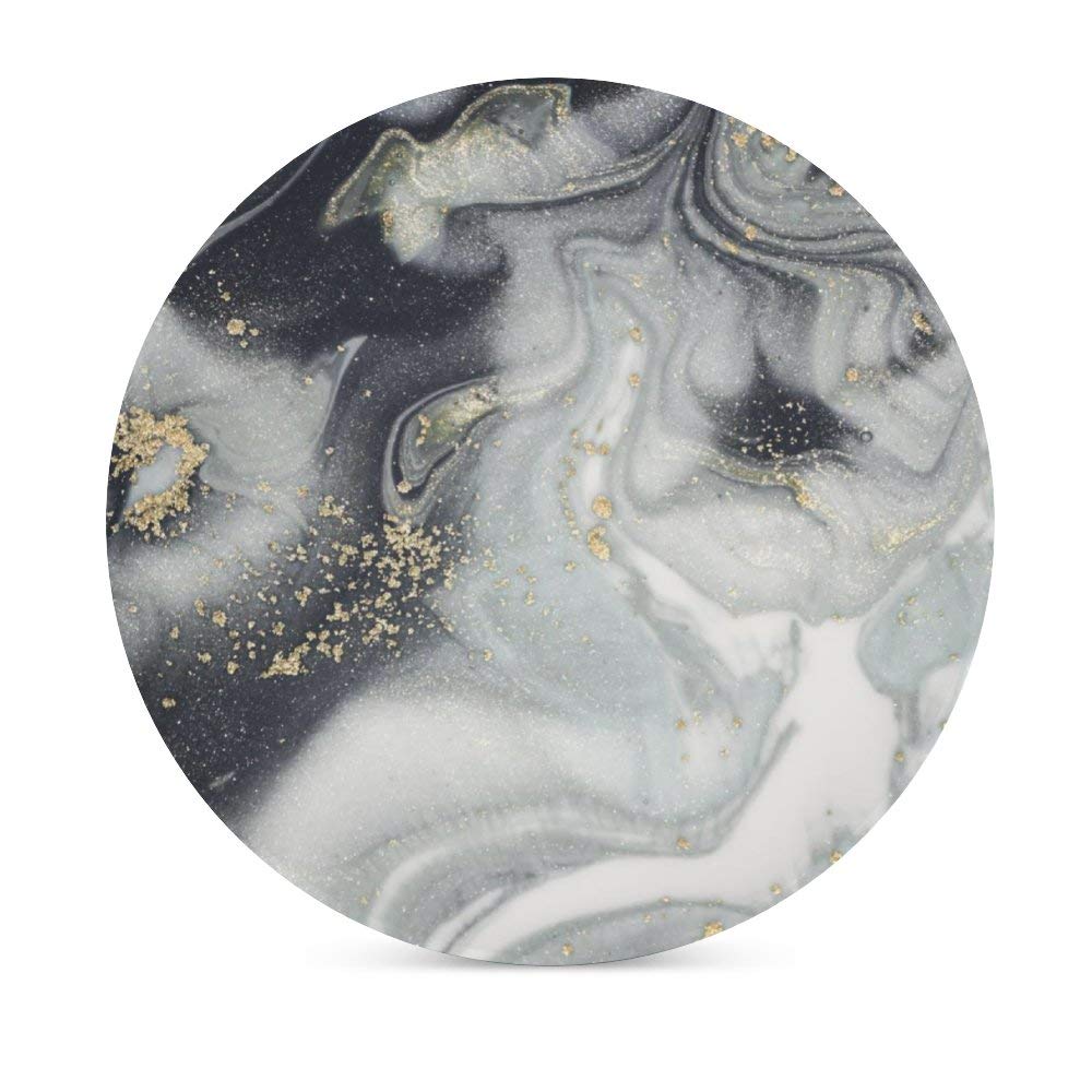 Sottobicchieri in marmo oro e grigio per bevande, motivo superficie rotonda, assorbente, in ceramica, personalizzati, 6 pezzi, con base in sughero, per decorare la casa