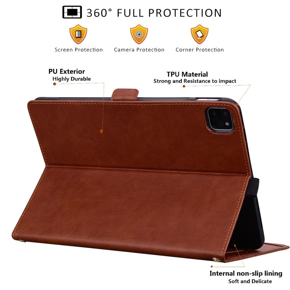 Generic Funda compatible con iPad de 9ª generación 10.2 2021 (color: azul oscuro) con tapa abatible de cuero de primera calidad con función atril