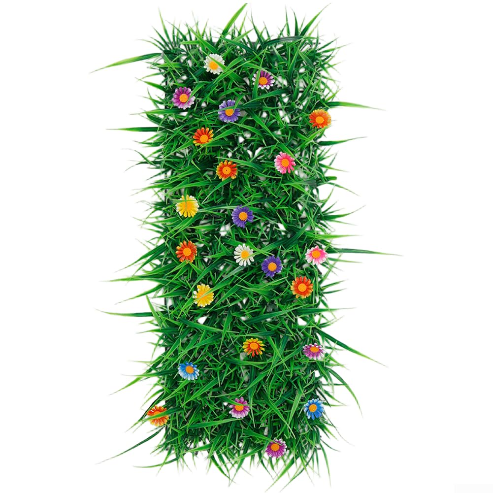 Tappeto in erba sintetica per esterni, dall'aspetto naturale, a bassa manutenzione, decorazione da giardino (31,5 x 60 cm)