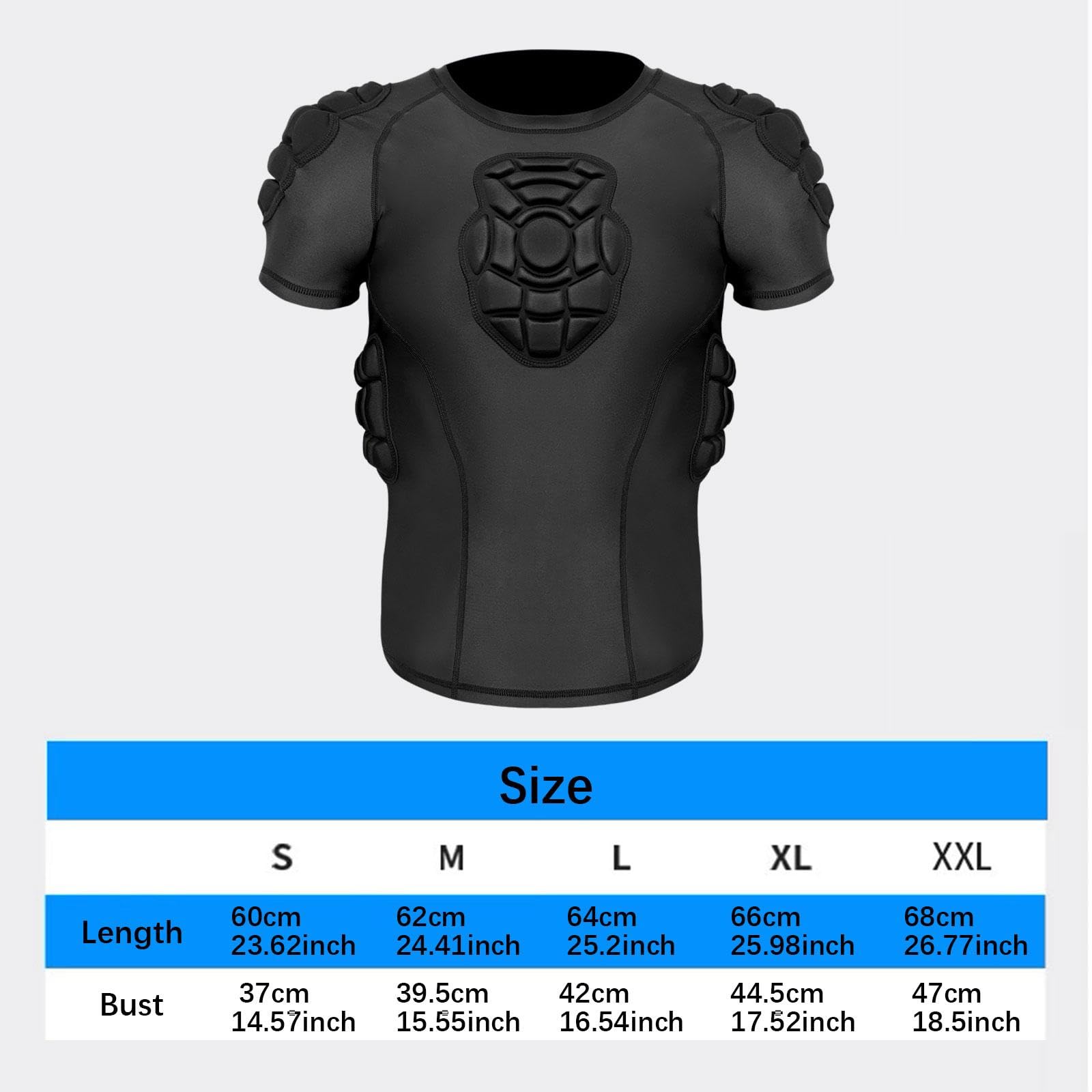 Milageto T-Shirt de Protection rembourré pour Homme, Haut léger et Multifonction pour activités de Plein air, Rugby
