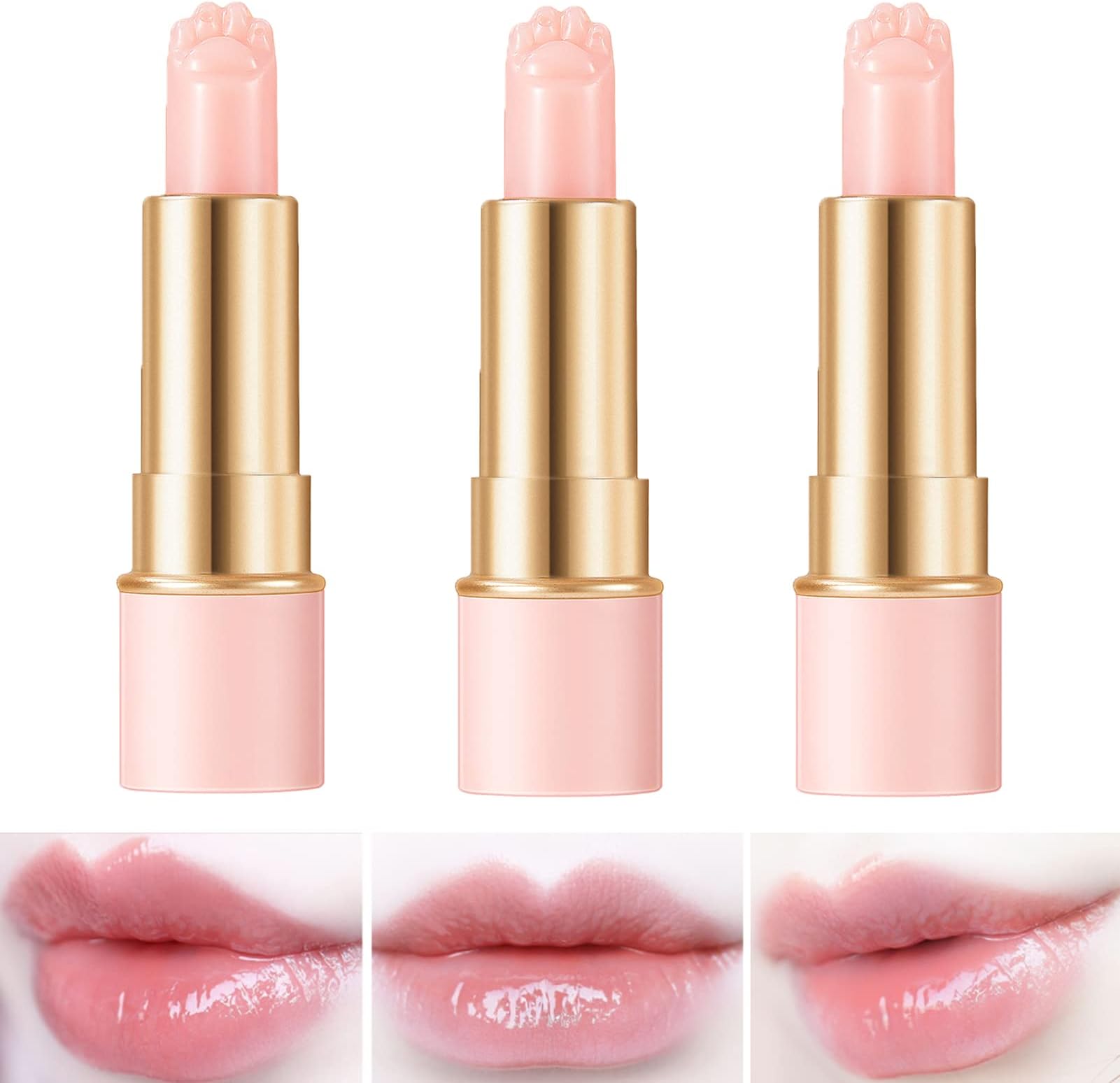 KTouler 3 Pcs Color Changing Lipstick Set, Nutritious Long Lasting Tinted Lip Balm Moisturizer Temperature PH Magic Jelly Crystal Lipstick Makeup Gift Set for Women