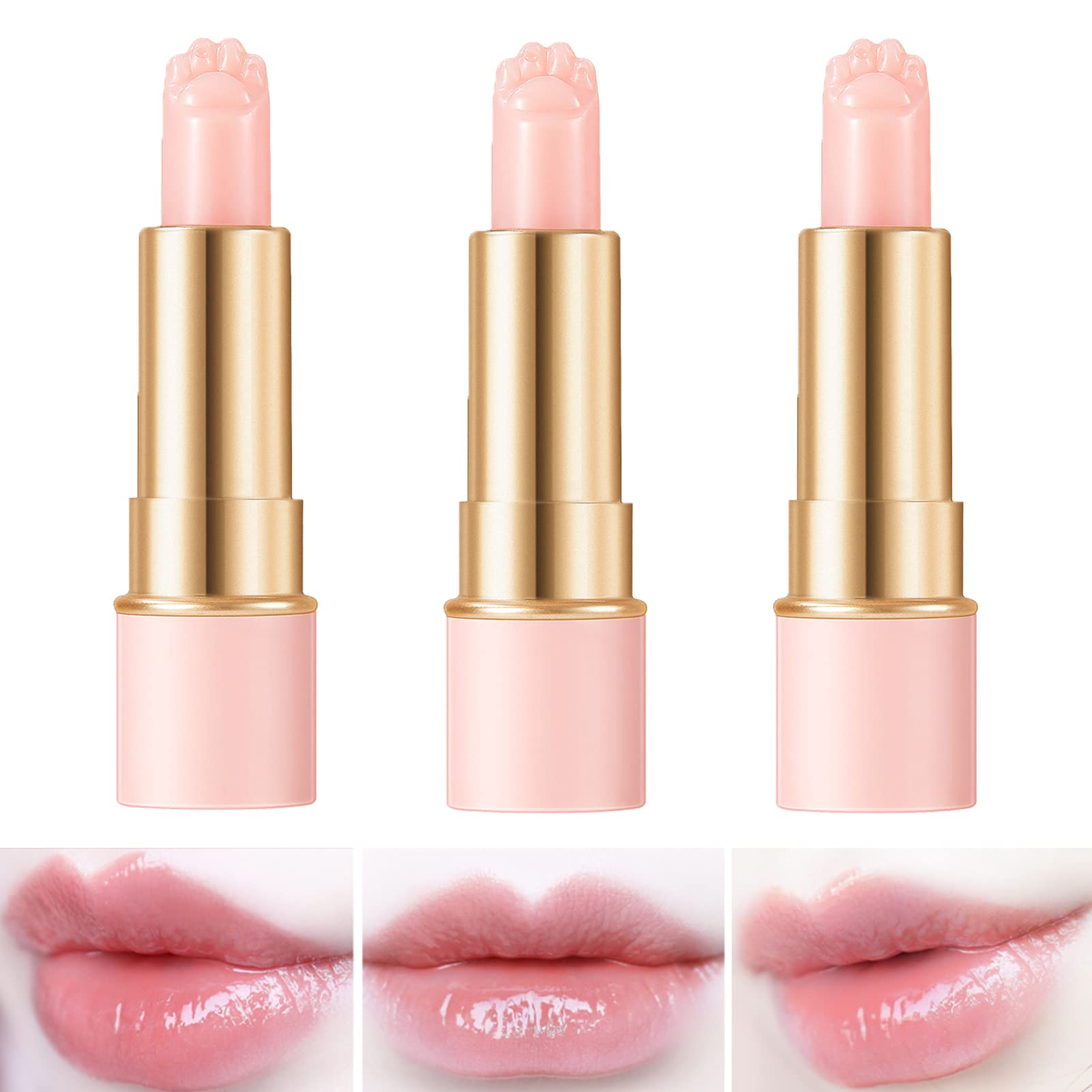 KTouler 3 Pcs Color Changing Lipstick Set, Nutritious Long Lasting Tinted Lip Balm Moisturizer Temperature PH Magic Jelly Crystal Lipstick Makeup Gift Set for Women