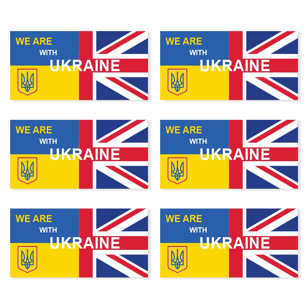 Ukraine Decals Pack of 6 (40 x 20mm) Waterproof UKR Flag Sticker for iPad, Helmet, Laptop etc Packwith