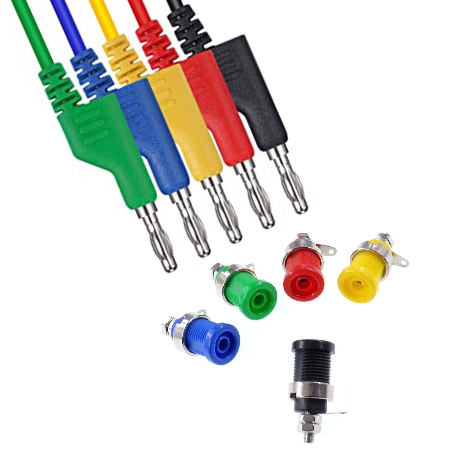 KALIONE 10 Prese Banana Isolate 4 Mm - Connettori Per Casse E Altoparlanti - Femmina, Adattatori Per Cavi Audio - Rosse E Nere (5+5)